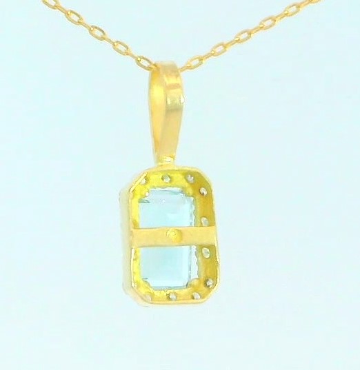 COLGANTE OCTOGONO AGUAMARINA SEMIPRECIOSA DE 5x3MM