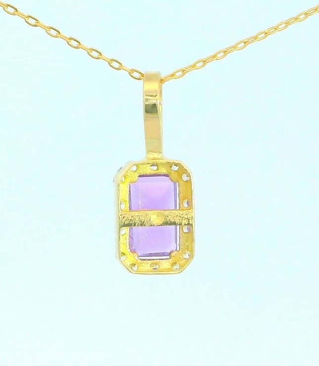 COLGANTE OCTOGONO AMATISTA SEMIPRECIOSA DE 5x3 MM