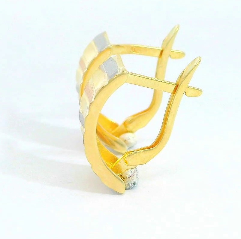 MEDIOS AROS TRICOLOR  CIERRE  CATALAN.13x7MM. 9KILATES