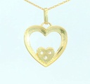 COLGANTE DOS CORAZONES CON CIRCONITAS.14x13MM. 9KILATES