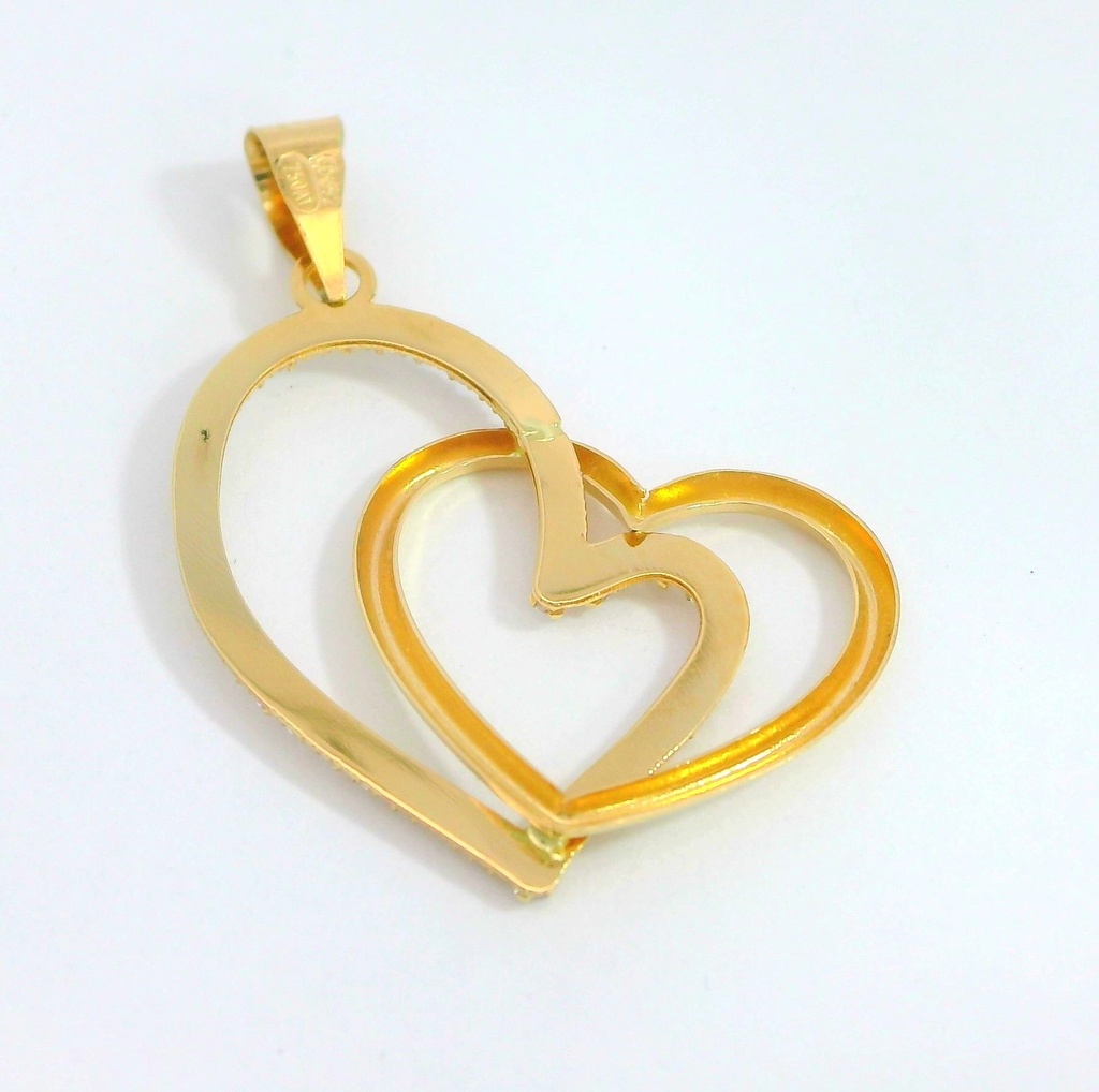 COLGANTE DOBLE CORAZÓN CON CIRCONITAS.20MM.