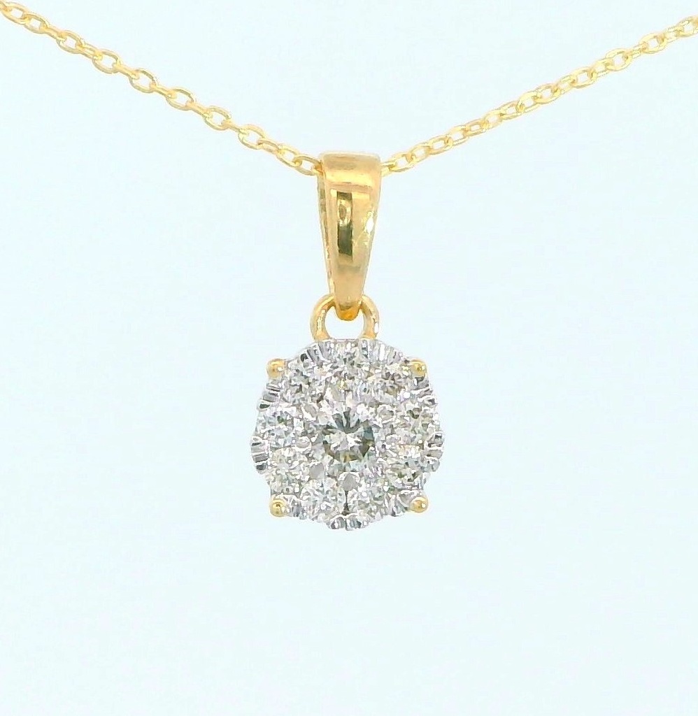 COLGANTE REDONDO 6x6MM 1 BRILLANTE DE  0.06 CT Y 9 DE 0.09 CT H-SI.0.15 CT TW