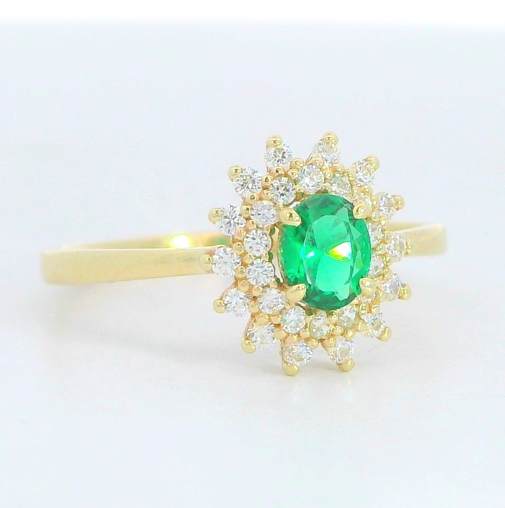 SORTIJA CIRCONITA OVAL COLOR ESMERALDA 5x4MM.9KILATES
