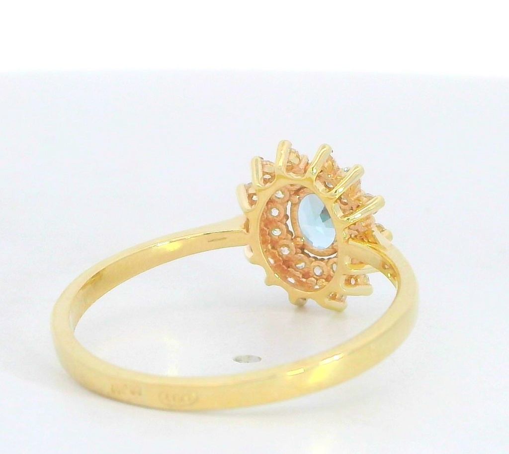 SORTIJA CIRCONITA OVAL COLOR AGUA MARINA 5x4MM.9KILATES