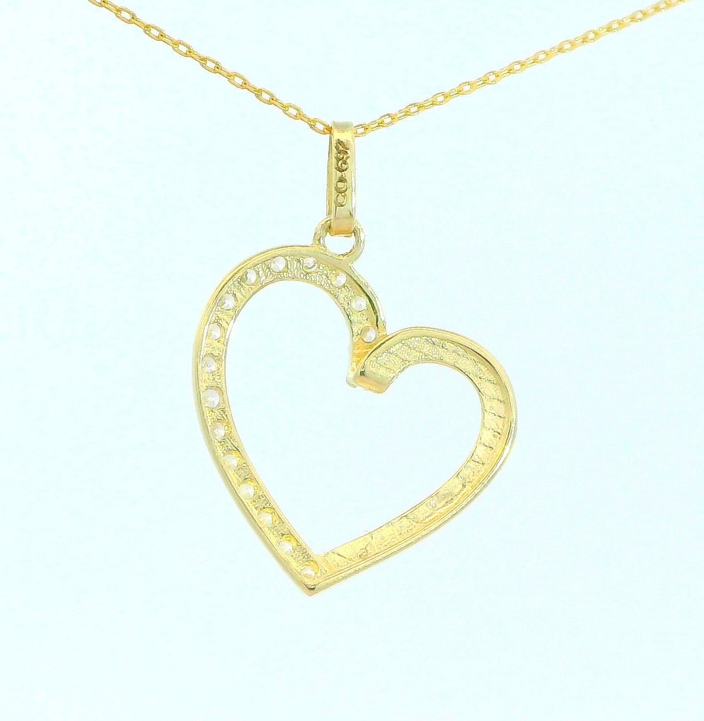 COLGANTE CORAZON CON CIRCONITAS.16x14MM.9 KILATES