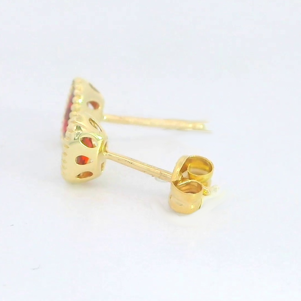 PENDIENTES NANO GRANATE OVAL DE 6x4MM.9 KILATES