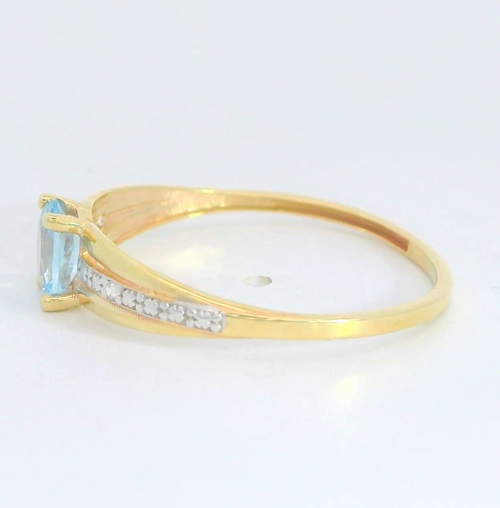 SORTIJA CIRCONITA COLOR AGUA MARINA DE 5x4MM. 9KILATES