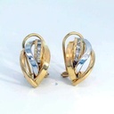 PENDIENTES 1 CARRE 3 BANDAS OMEGA 13x9MM.BICOLOR.