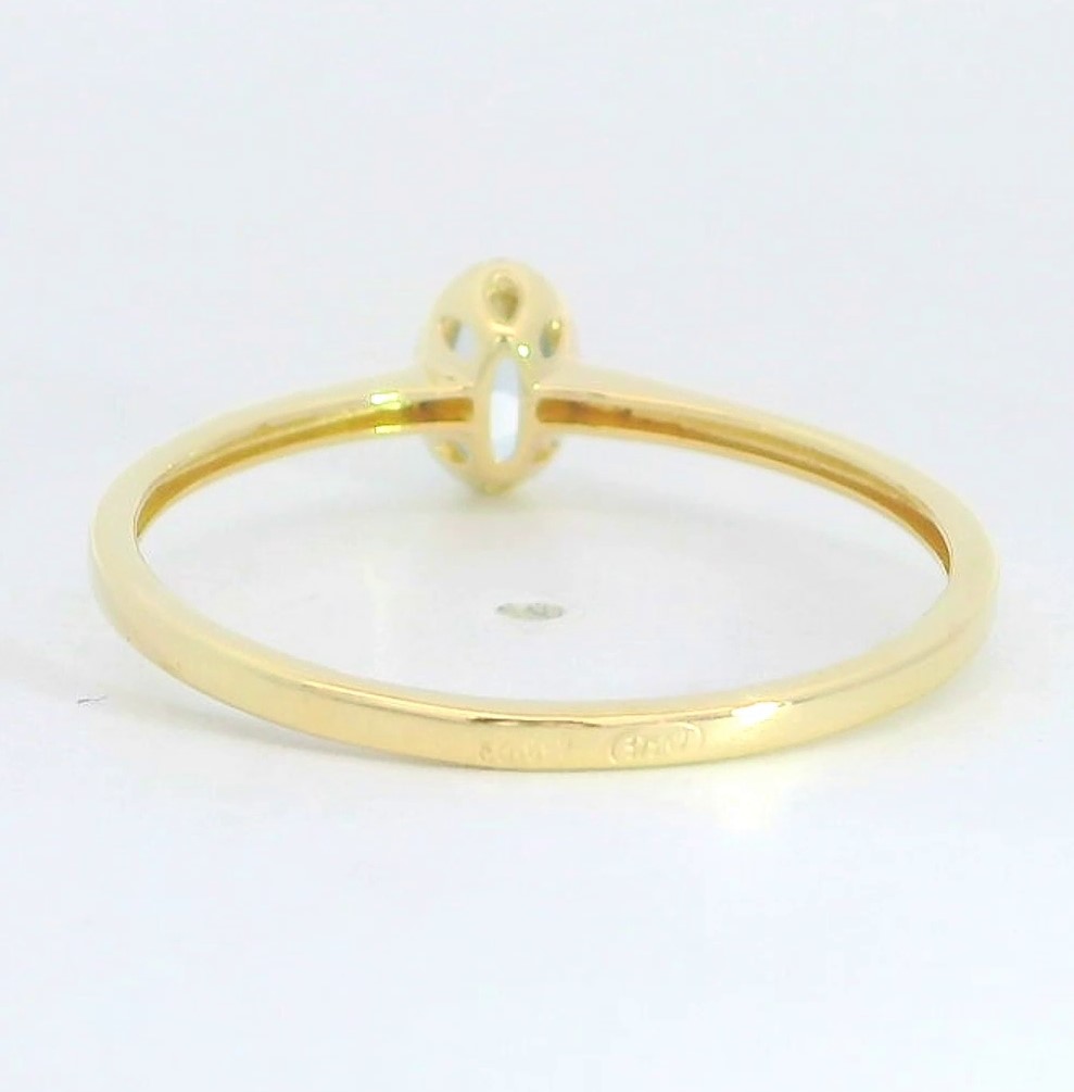 SORTIJA OVAL 6x4MM COLOR AGUAMARINA.9 KILATES