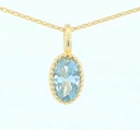 COLGANTE OVAL 6X4MM COLOR AGUAMARINA.9 KILATES