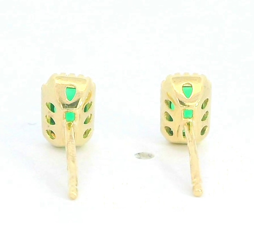 PENDIENTES NANO ESMERALDA OCTOGONO 6x4MM.9 KILATES
