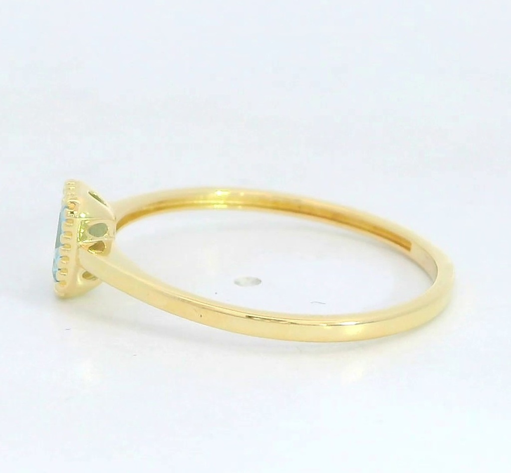 SORTIJA OCTOGONO COLOR AGUAMARINA DE 6x4MM.9 KILATES