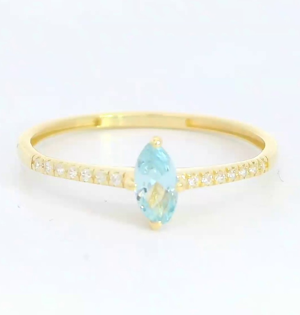 SORTIJA LANZADERA 7MM CIRCONITA COLOR AGUA MARINA. 9K