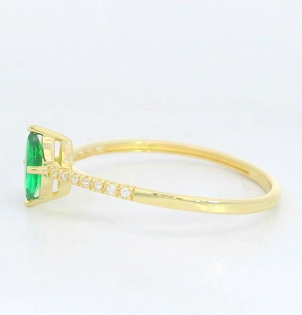 SORTIJA LANZADERA 7MM NANO ESMERALDA Y CIRCONITAS 9K