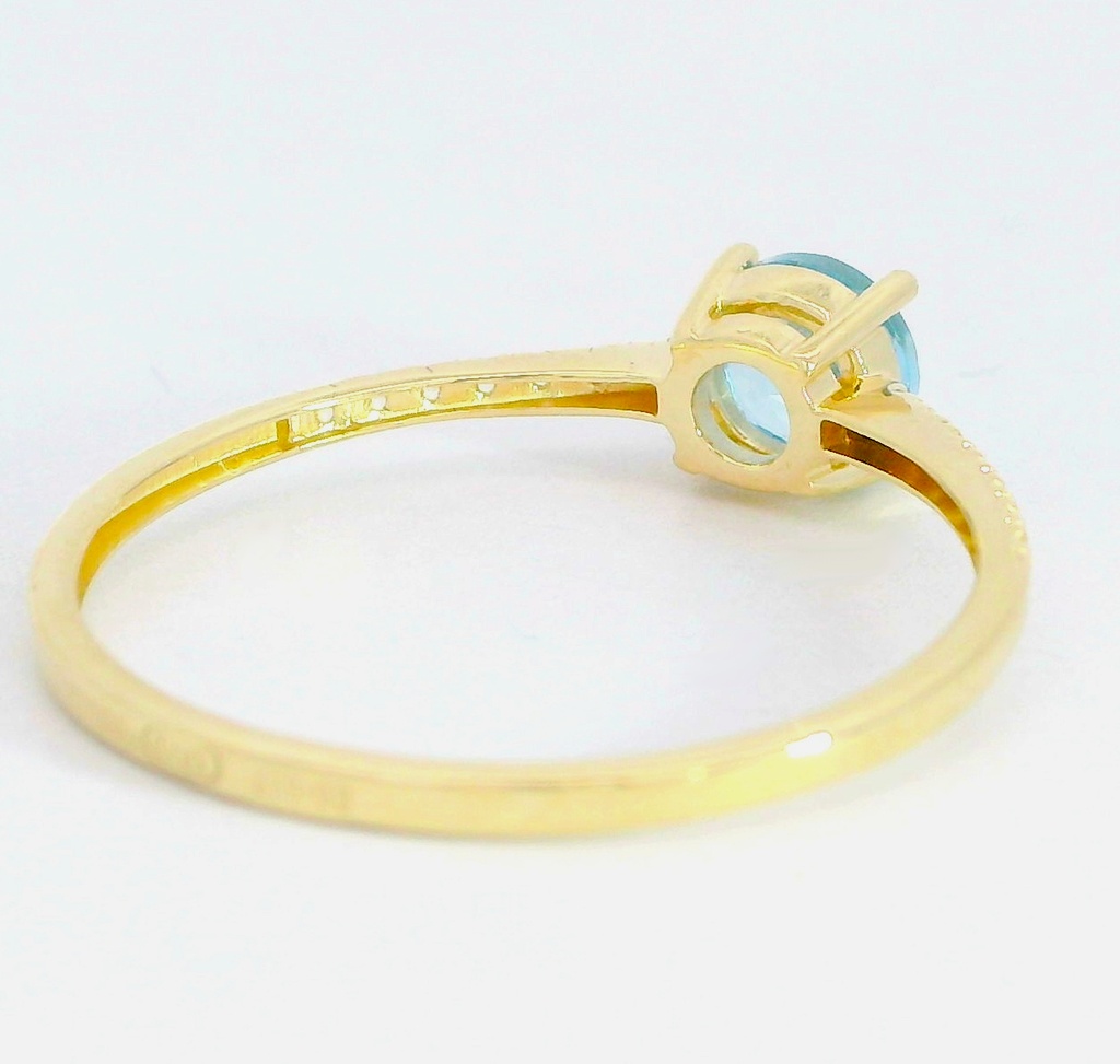 SORTIJA CIRCONITA COLOR AGUAMARINA 5MM.9 KILATES