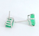 PENDIENTES ESMERALDA NATURAL 7x5MM.PRESION. ORO BLANCO