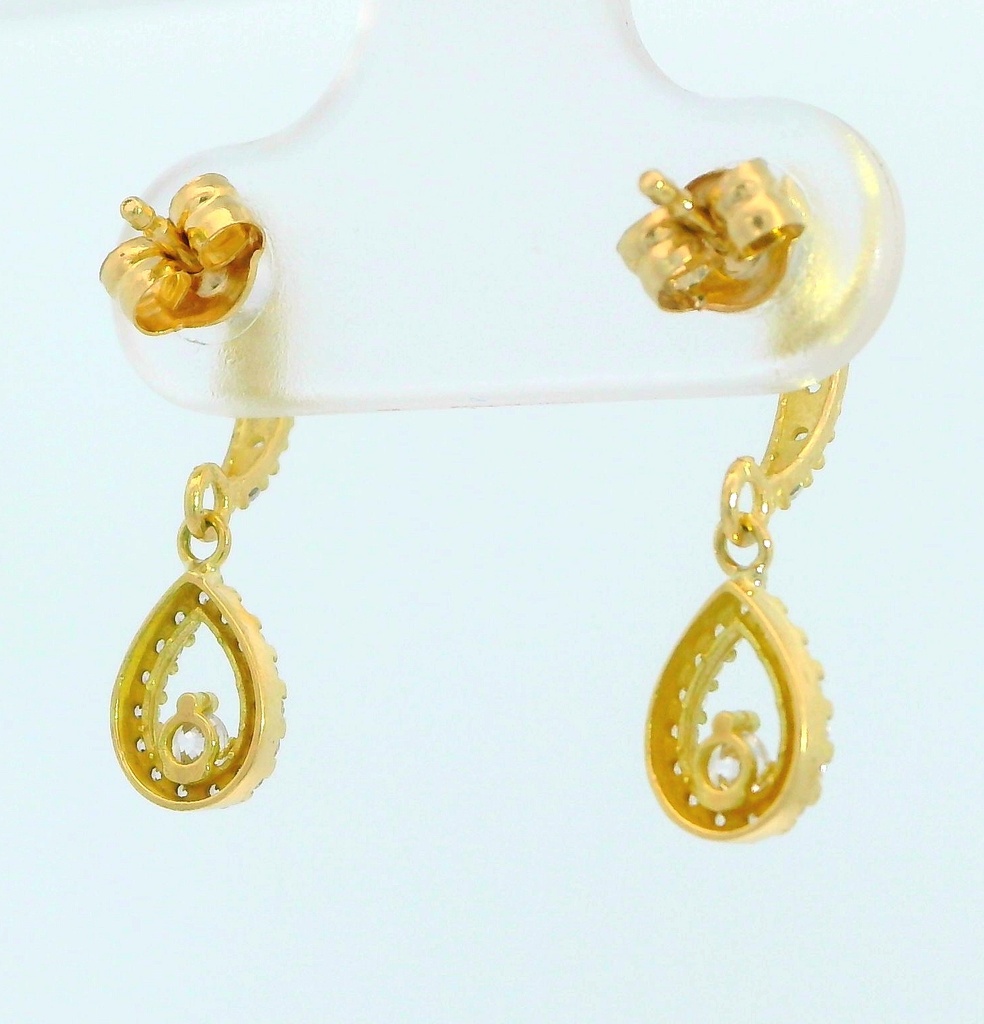 PENDIENTES LARGOS ,PERA  CON CIRCONITAS.PRESION.18MM