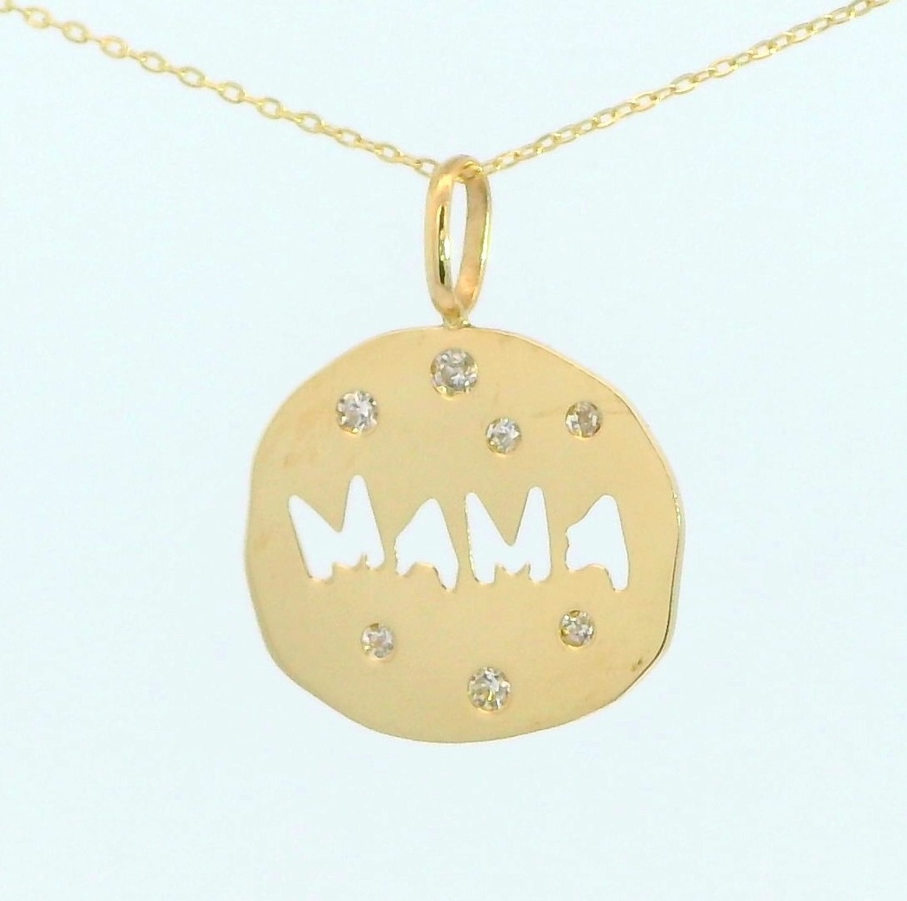 COLGANTE REDONDO IRREGULAR MAMA  CON CIRCONITAS.14x13MM