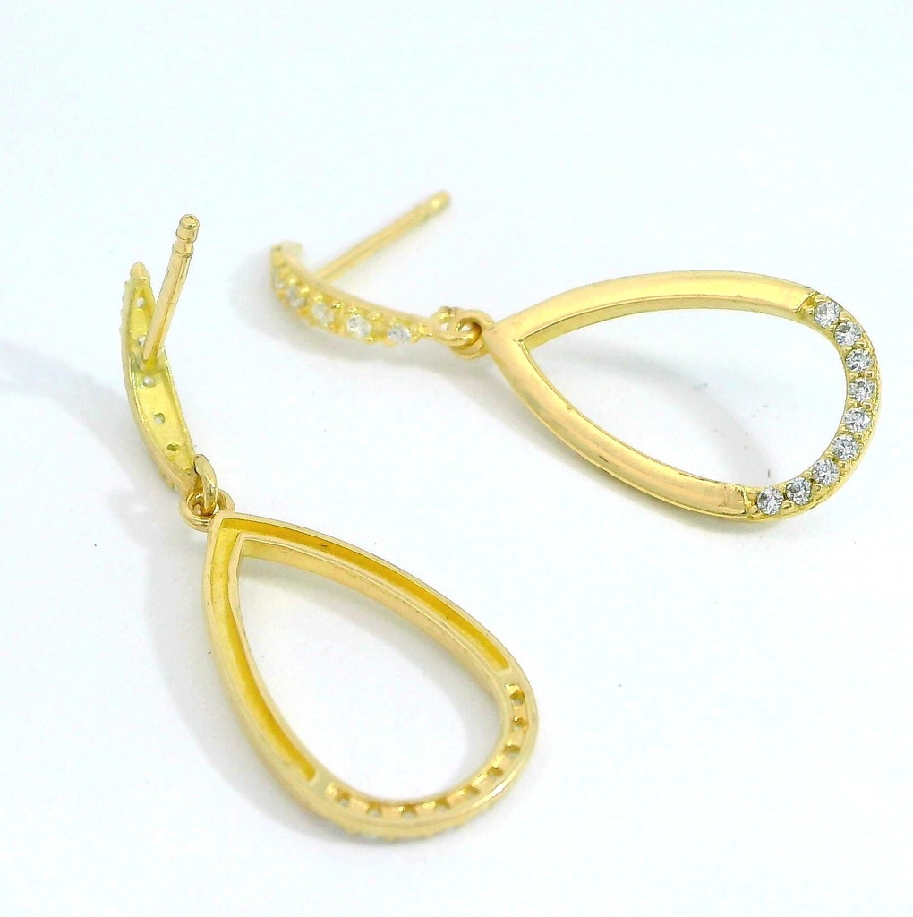 PENDIENTES LAGRIMA CIRCONITAS. 30x14MM.PRESION