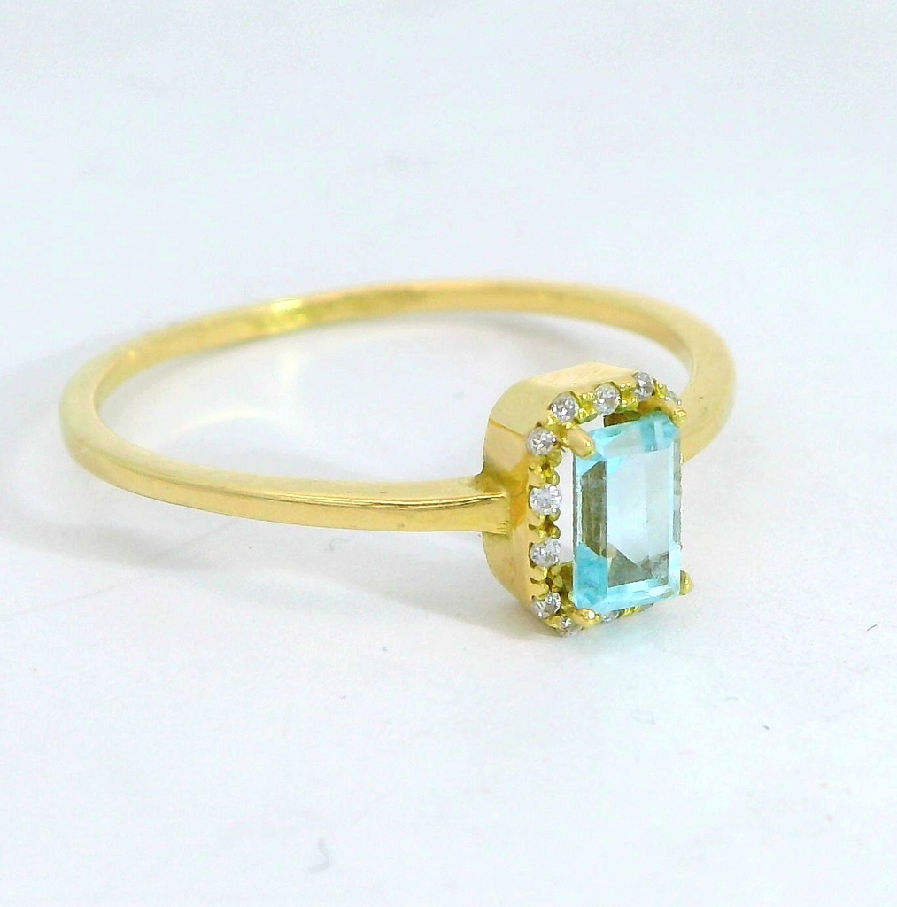 SORTIJA CIRCONITAS Y AGUAMARINA RECTANGULAR 5x3 MM