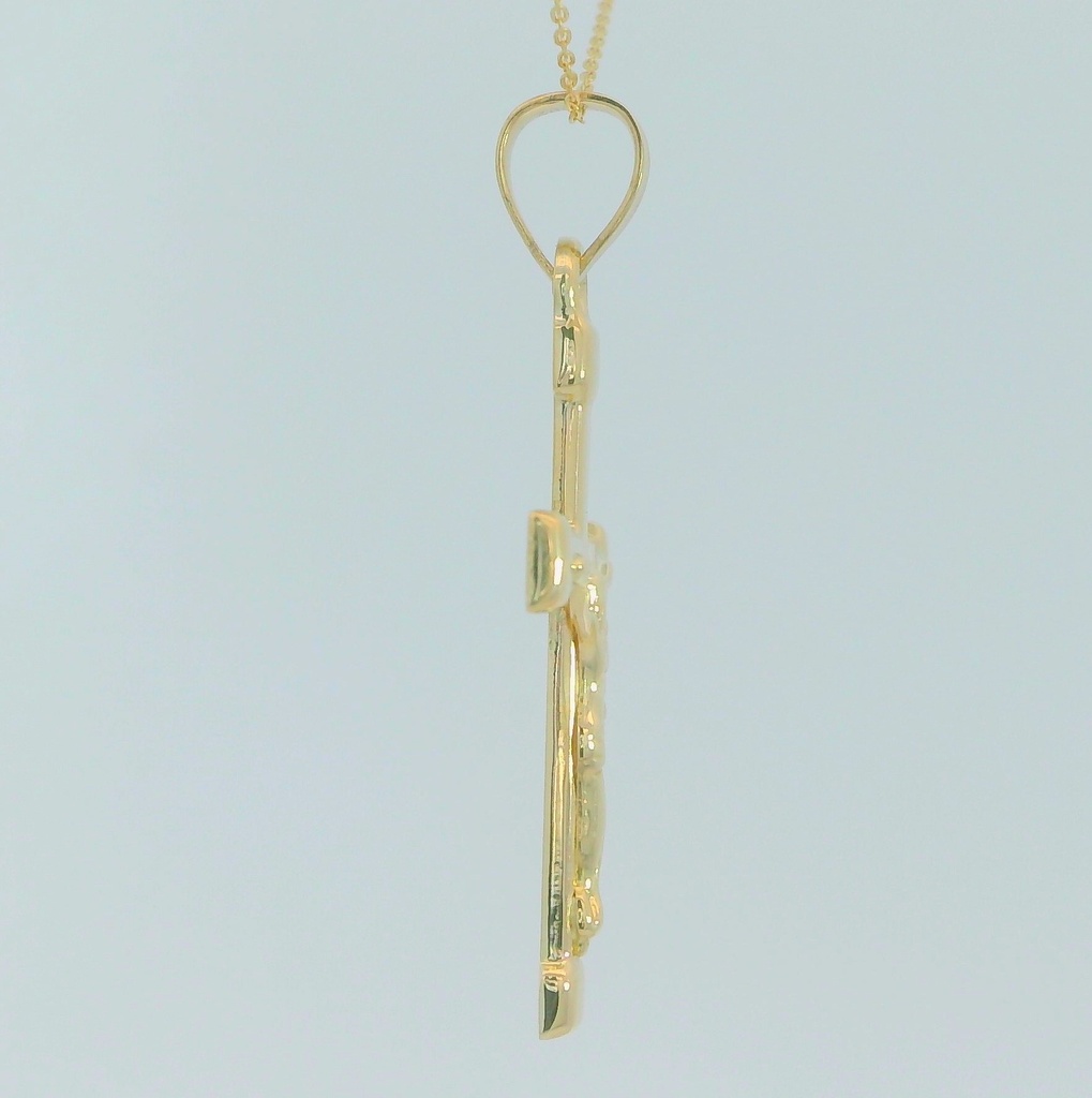 CRUZ LISA CON CRISTO 26x17MM.9 KILATES