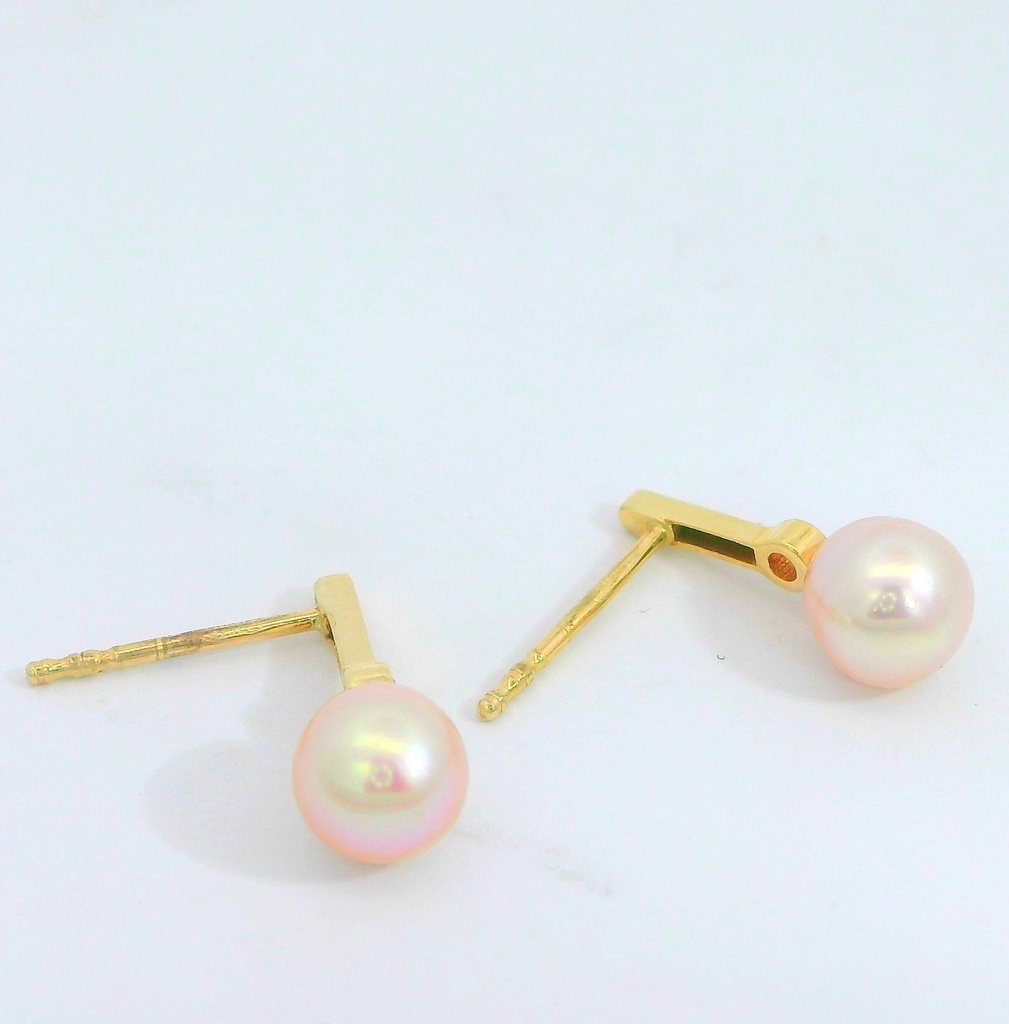 PENDIENTES CIRCONITAS Y PERLA CULTIVADA DE 6MM.9 KILATES