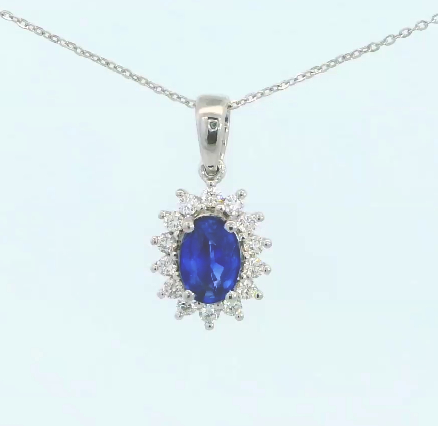 COLGANTE BRILLANTES 1 ZAFIRO 0.64 CT DI 14 RD SI H 0.15 CT TW