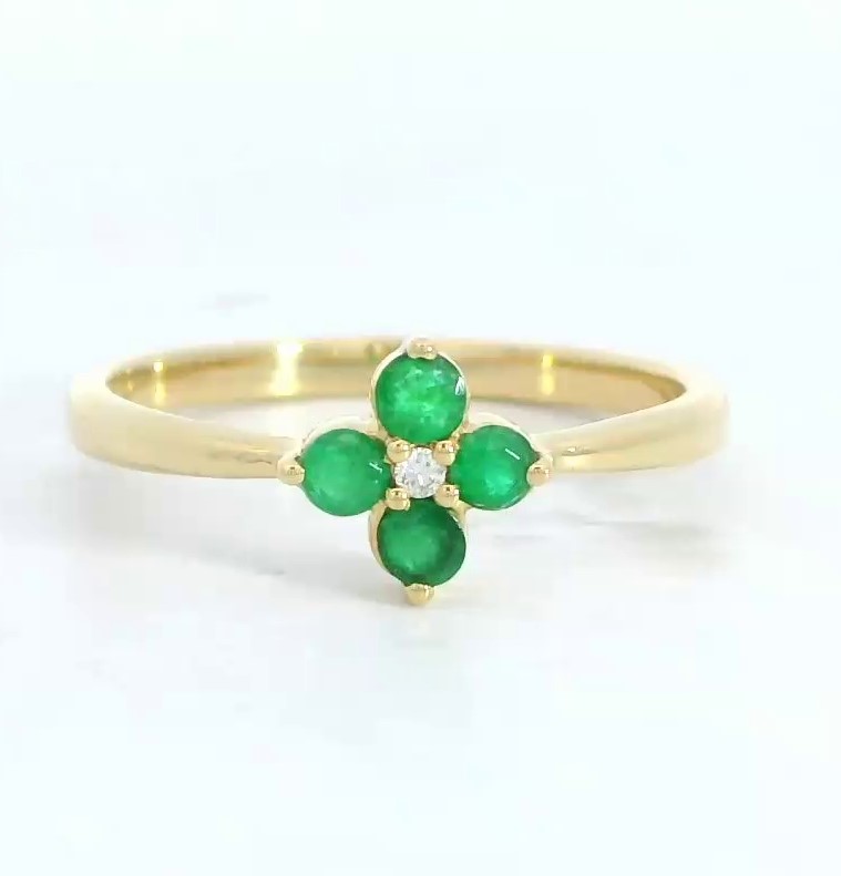 SORTIJA  BRILLANTES DI 1RD 0.01 CT 4 ESMERALDA 0.038 CT TW TW
