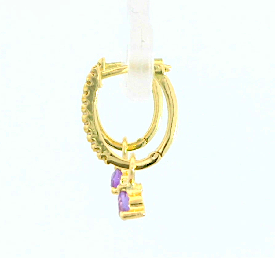 PENDIENTES ARO DESMONTABLE AMATISTA 3MM Y CIRCONITAS.17x1'5MM.