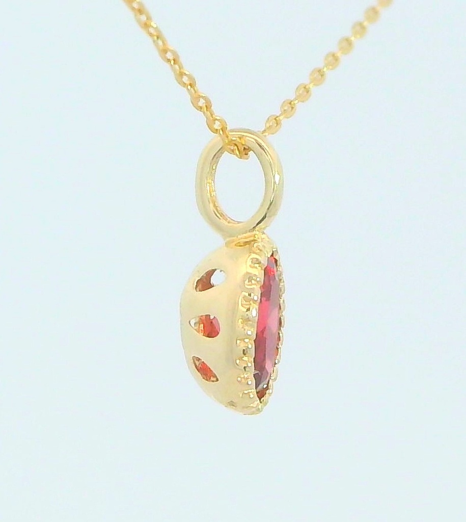 COLGANTE OVAL NANO GRANATE DE 6x4MM.9 KILATES