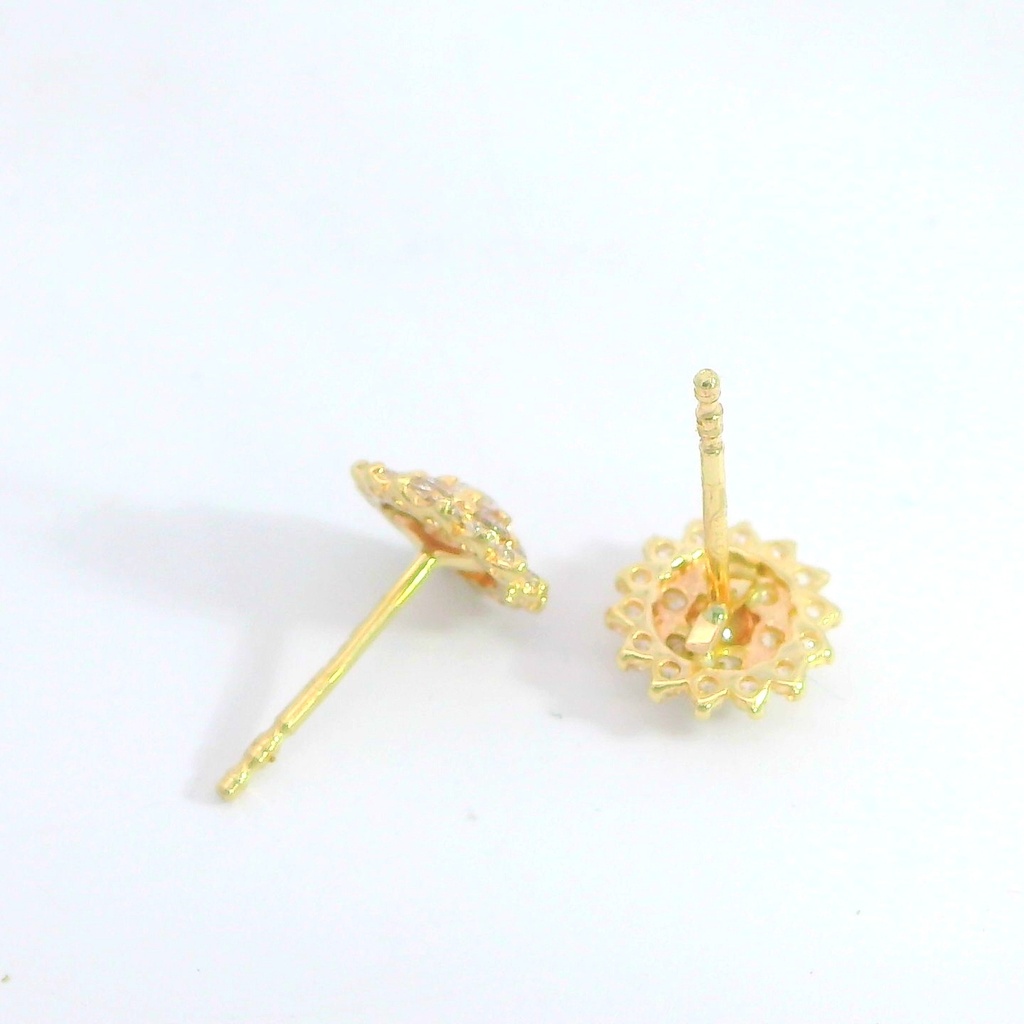PENDIENTES REDONDOS CIRCONITAS. 9 KILATES.7MM