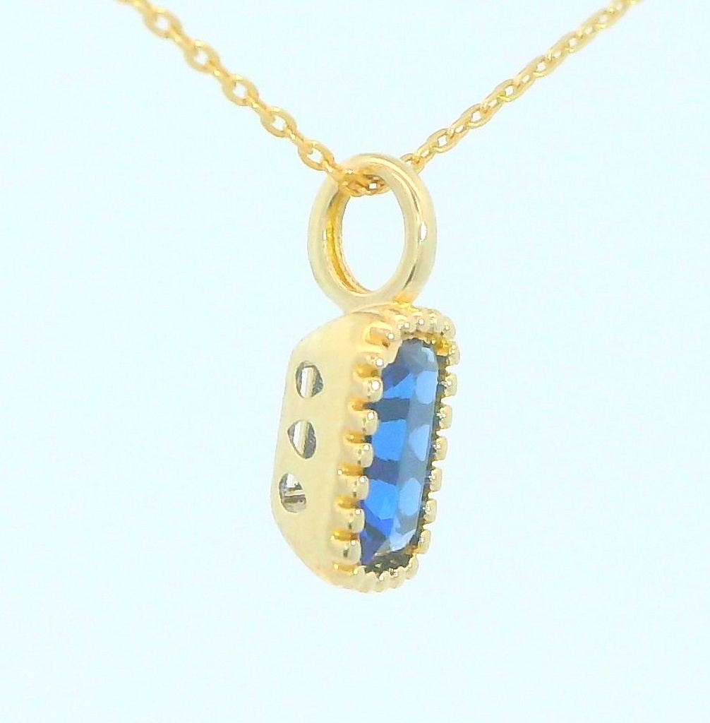 COLGANTE OCTOGONO NANO ZAFIRO DE 6x4MM.9 KILATES