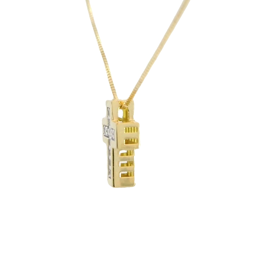 GARGANTILLA CRUZ 10x7MM 11 BRILLANTES DE 0.044 CT  H-SI