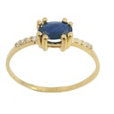 RING WITH 6x4MM OVAL SAPPHIRE AND 8 1MM DIAMONDS H-SI 0.05 CT TW