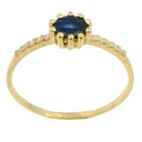 RING 5x4MM OVAL SAPPHIRE AND 1MM 10 DIAMONDS H-SI 0.07 CT TW