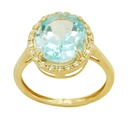 12x8MM BLUE TOPAZ AND CZ RING.