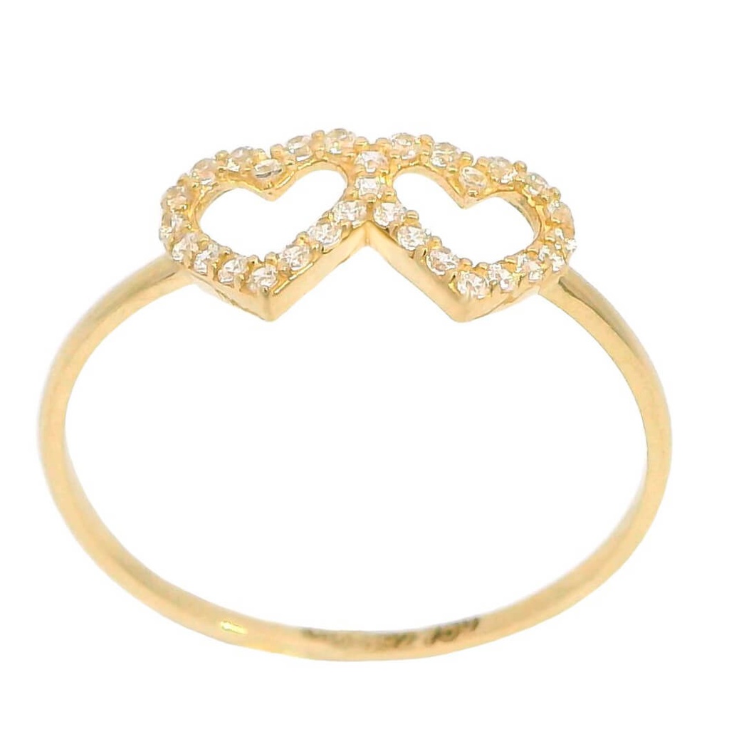 TWO HEARTS WITH CZ RING.