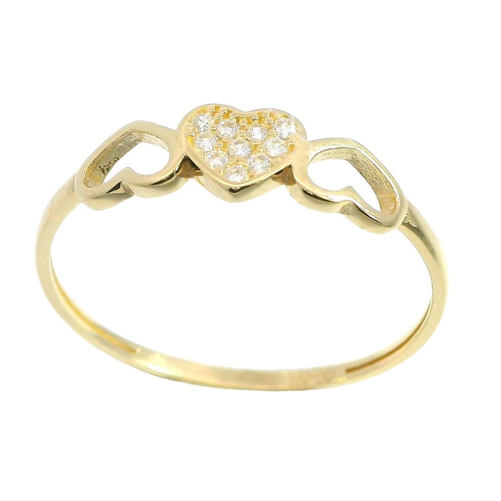 THREE HEARTS RING WITH CZ'S.