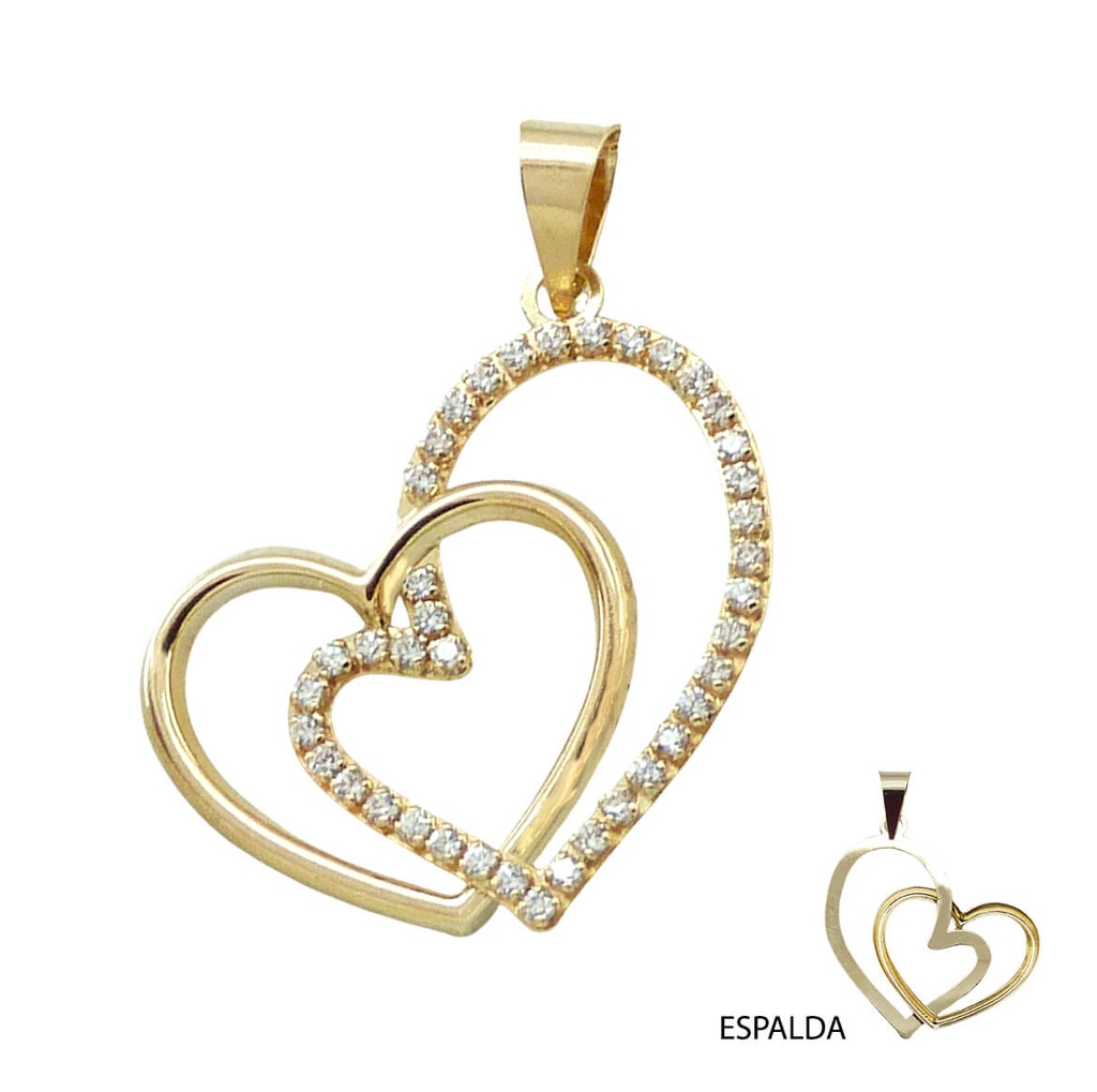 20MM DOUBLE HEART PENDANT WITH CZ.