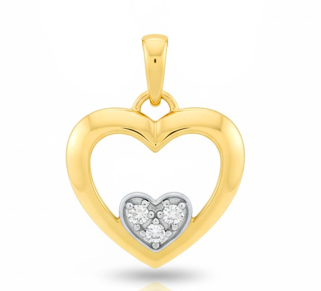 14x13MM DOUBLE HEART PENDANT WITH CZ.