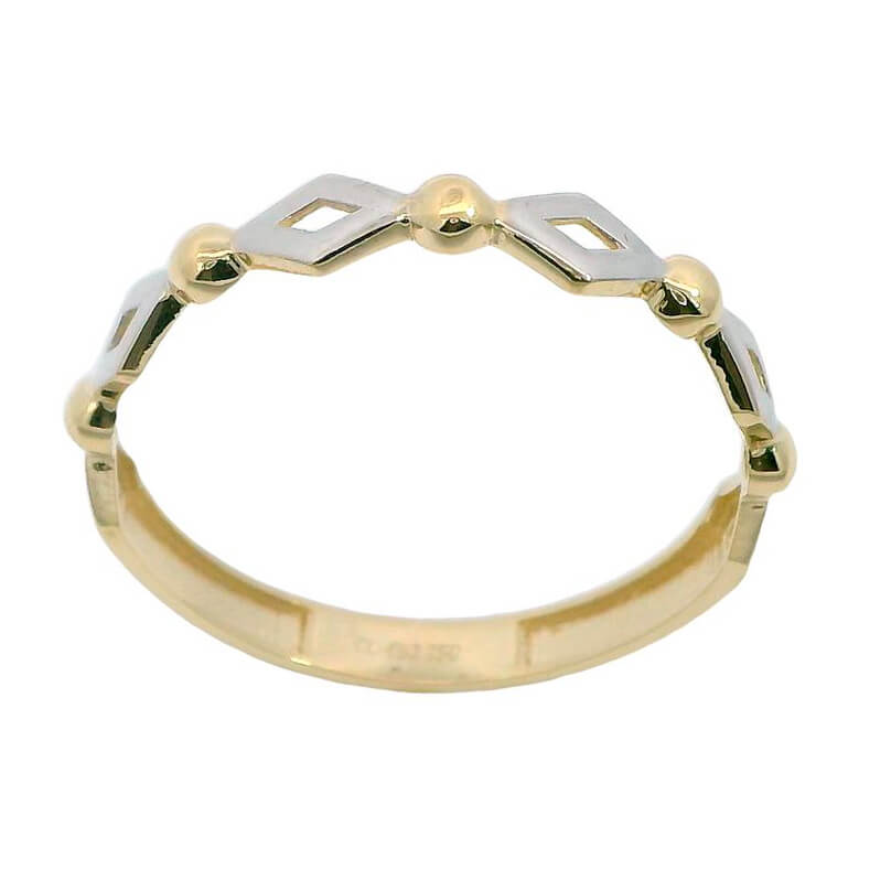 RHOMBUS AND GOLD BALLS TWO TONE RING.