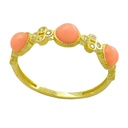 THREE PINK CABOCHON AND CZ RING.