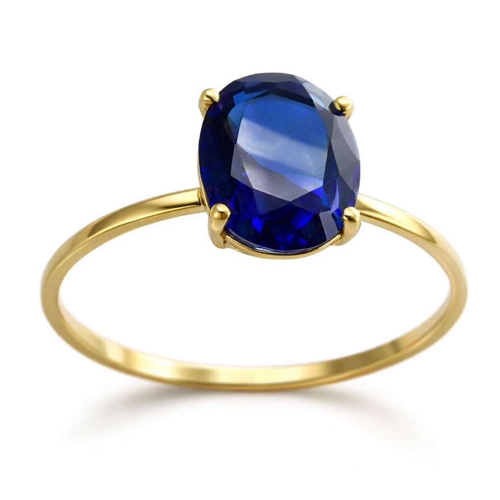 SORTIJA CON PIEDRA OVAL DE 10x8MM COLOR ZAFIRO.