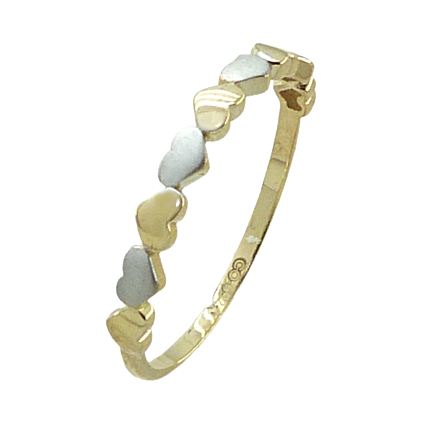 TWO TONE GOLD HEARTS RING.