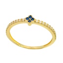 BLUE QUATREFOIL RING WITH CZ