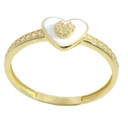 ENAMEL AND CZ HEART RING.