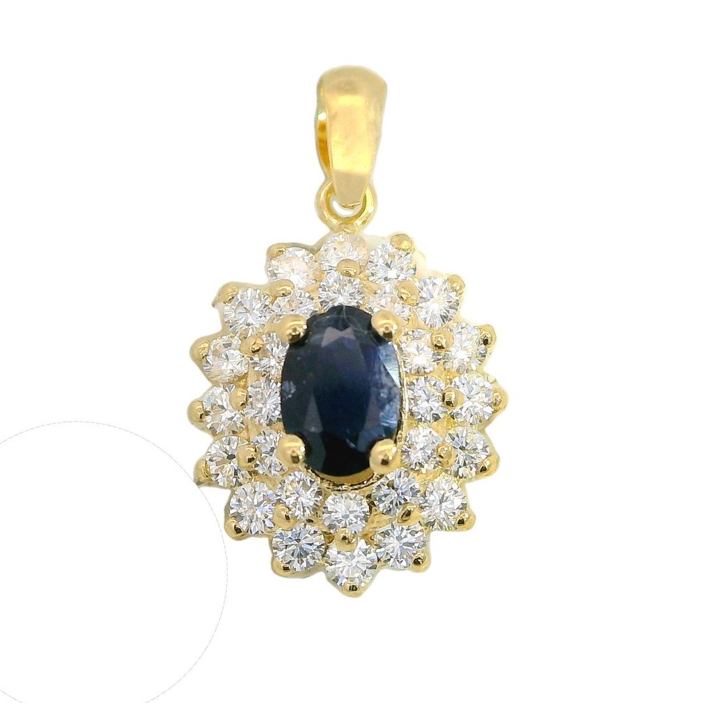 6x4MM SAPPHIRE AND CZ PENDANT.