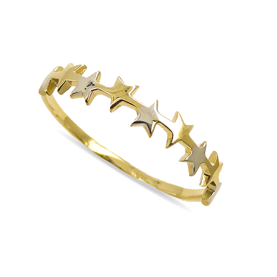 TWO TONE GOLD STARS RING.