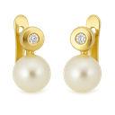 0.04 CT TW DIAMOND AND 6MM FRESHWATER PEARL EARRINGS.