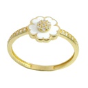 ENAMEL AND CZ FLOWER RING 